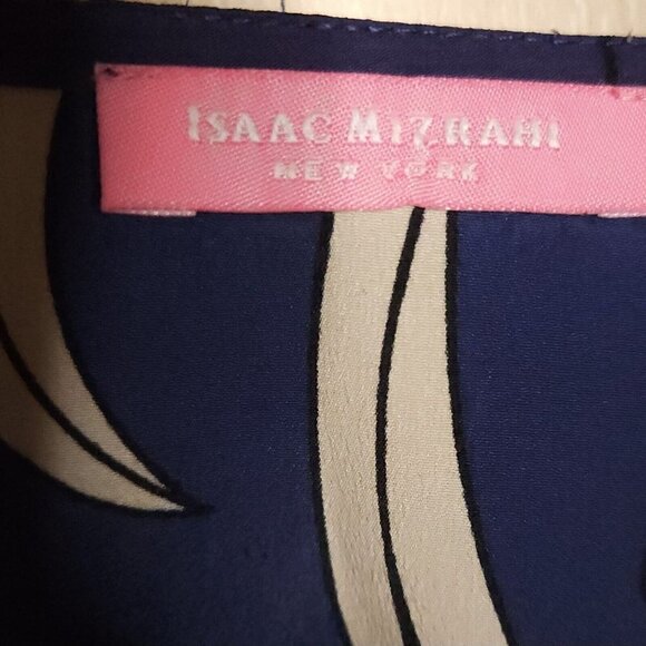 Isaac Mizrahi New York Purple Blue Floral Silky Blouse Large - Picture 5 of 7
